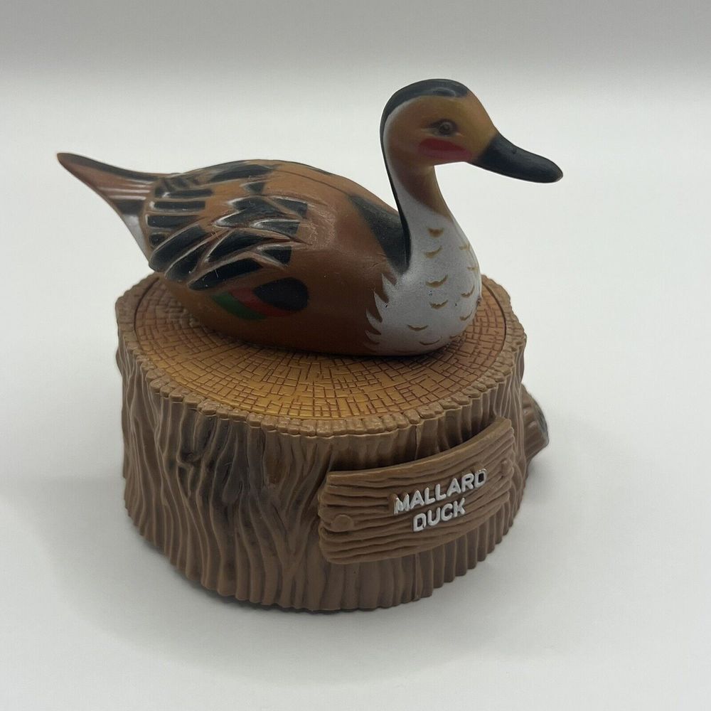 Mallard Pintail Duck Tree Branch Plastic Lidded Trinket Box Vintage Hong Kong
